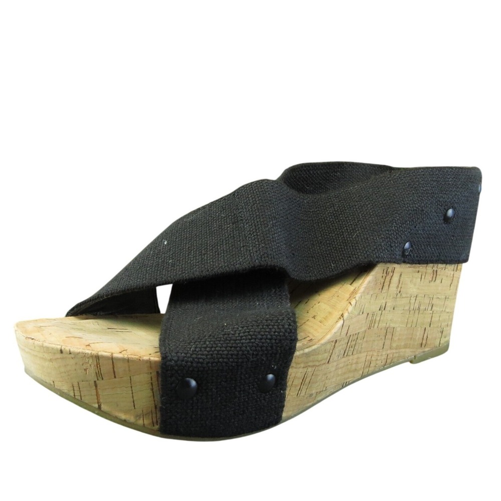 Lucky Brand MIller2 Women Slide Sandal Shoes Size 8 Medium Black Fabric
